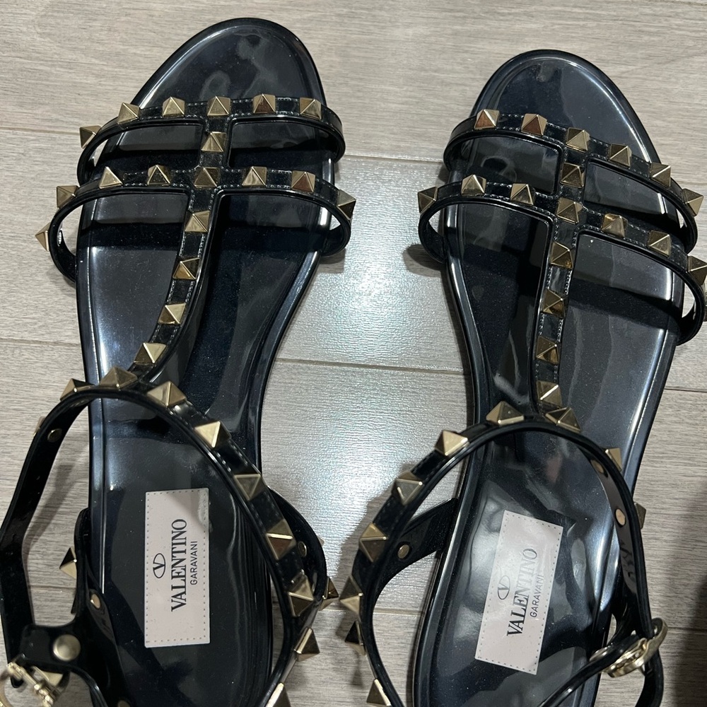 Valentino, black sandals, rubber